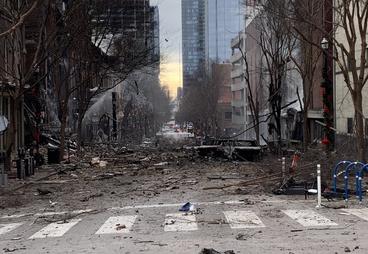 Second Avenue, shown hours after the explosion.